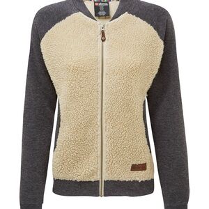 Sherpa Women's Cozy Gray and Cream Teddy Jacket
